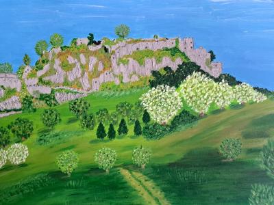 Lebendige Hohentwiel-Landschaft auf Acryl #001-02