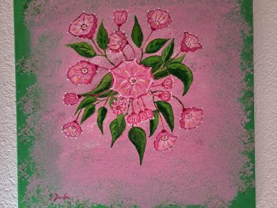 Pink Flowers. 50 x 50cm Acrylfarbe mit Spachtelarbeit